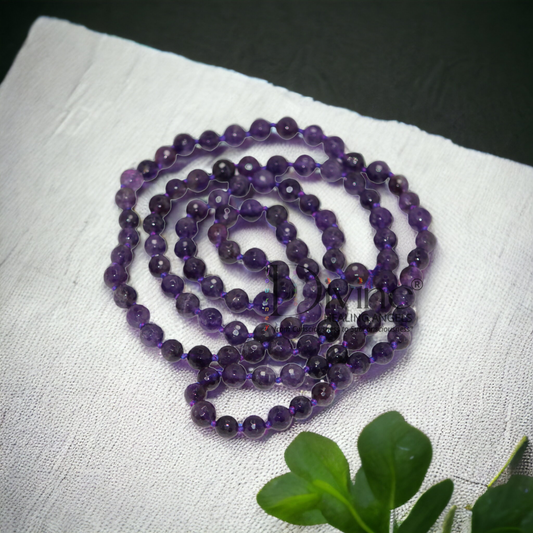 AMETHYST MALA-DIAMOND CUT