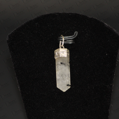 BLACK RUTILE QUARTZ PENCIL PENDANT