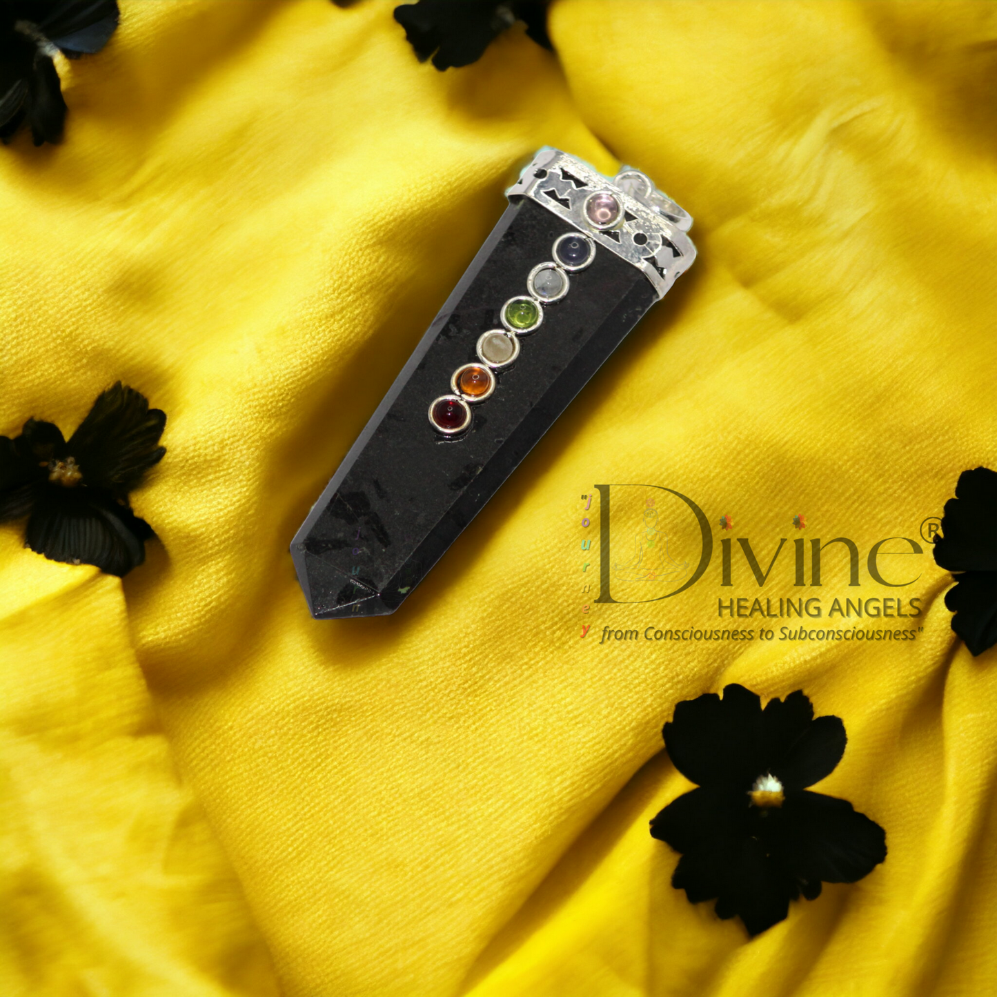 BLACK TOURMALINE CHAKRA BEAD PENDANT