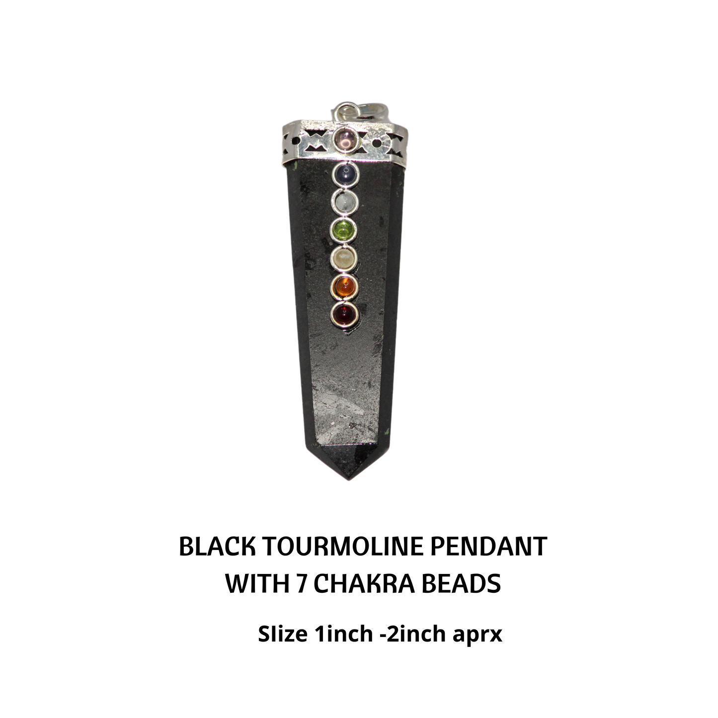 BLACK TOURMALINE CHAKRA BEAD PENDANT