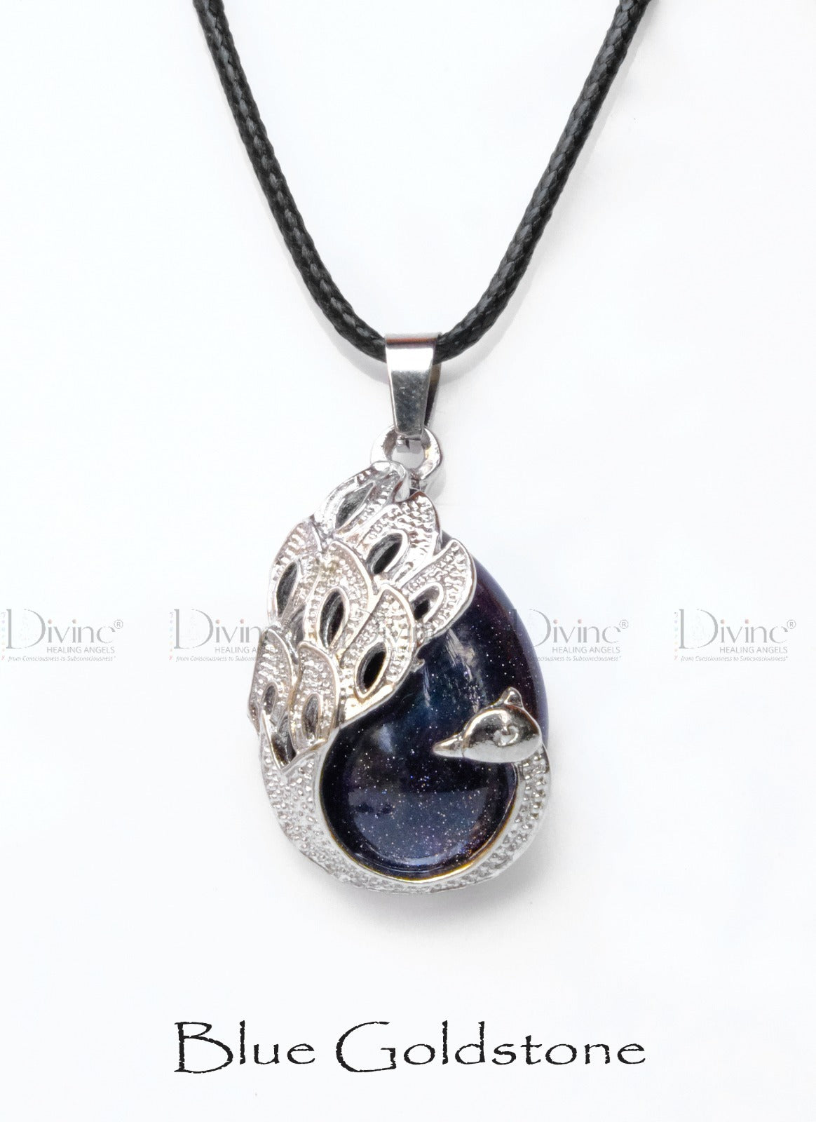 BLUE GOLDSTONE PEACOCK PENDANT