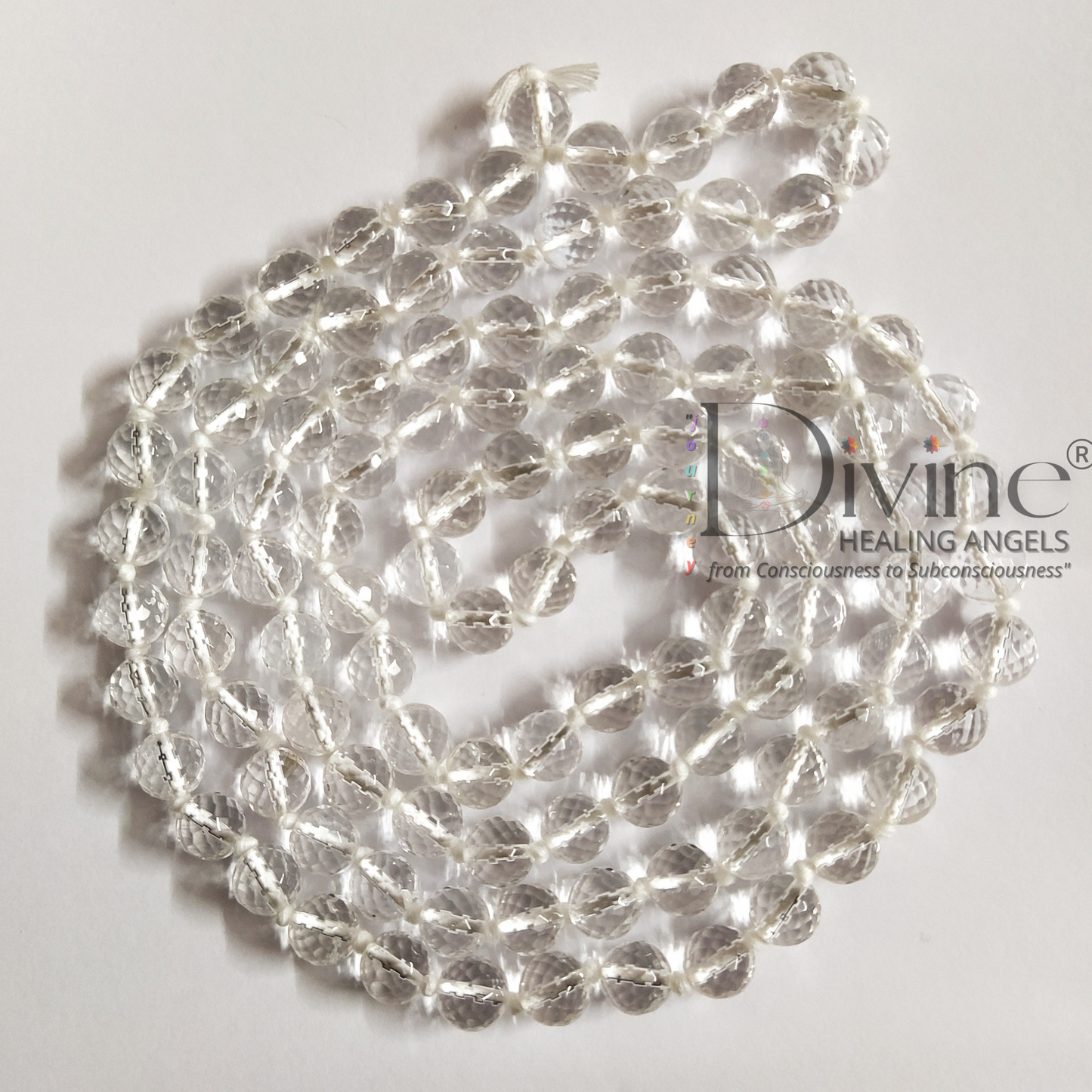 CLEAR QUARTZ MALA-DIAMOND CUT