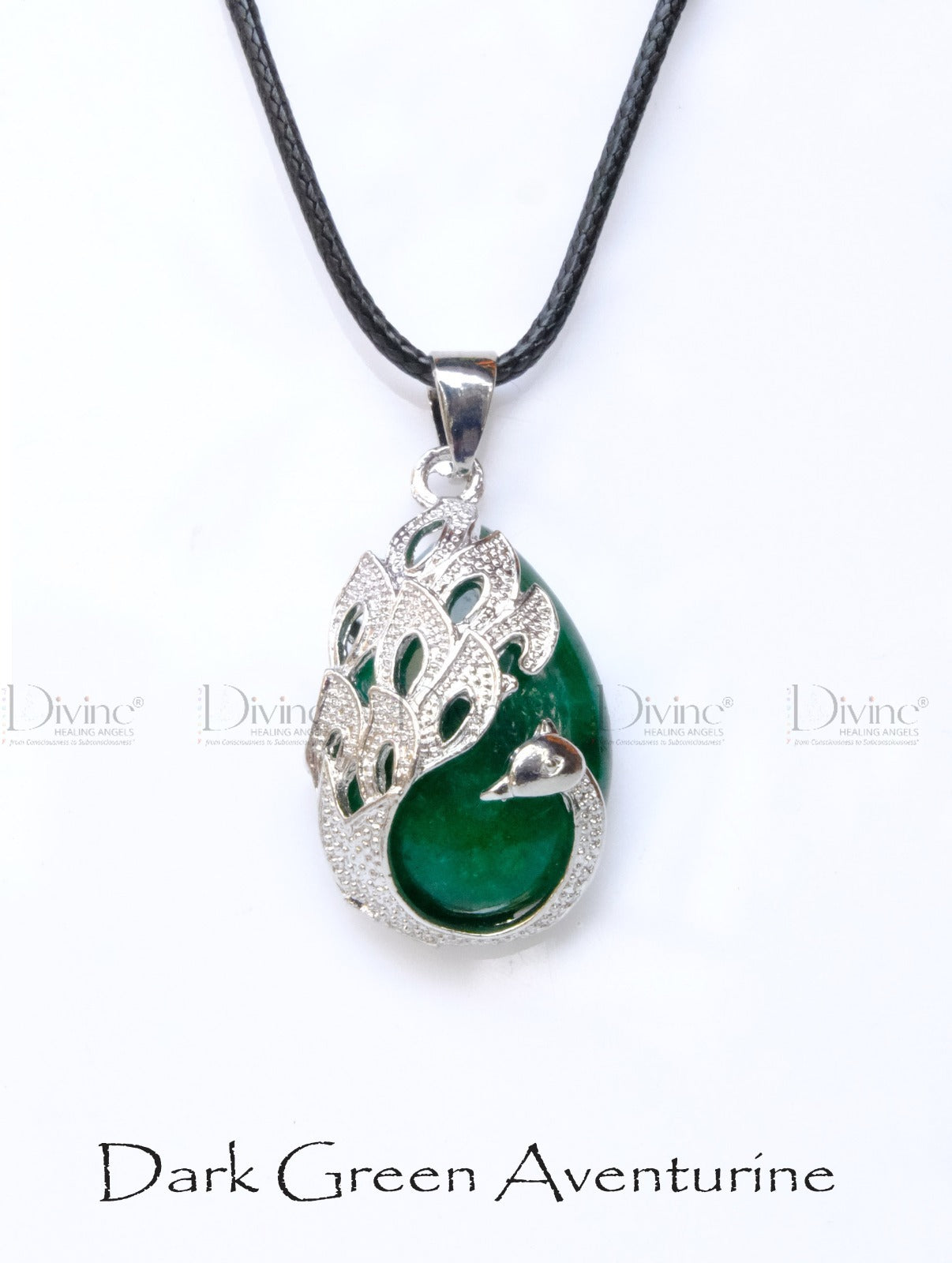 DARK GREEN AVENTURINE PEACOCK PENDANT