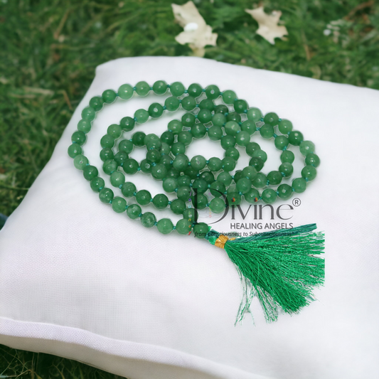 GREEN AVENTURINE MALA-DIAMOND CUT