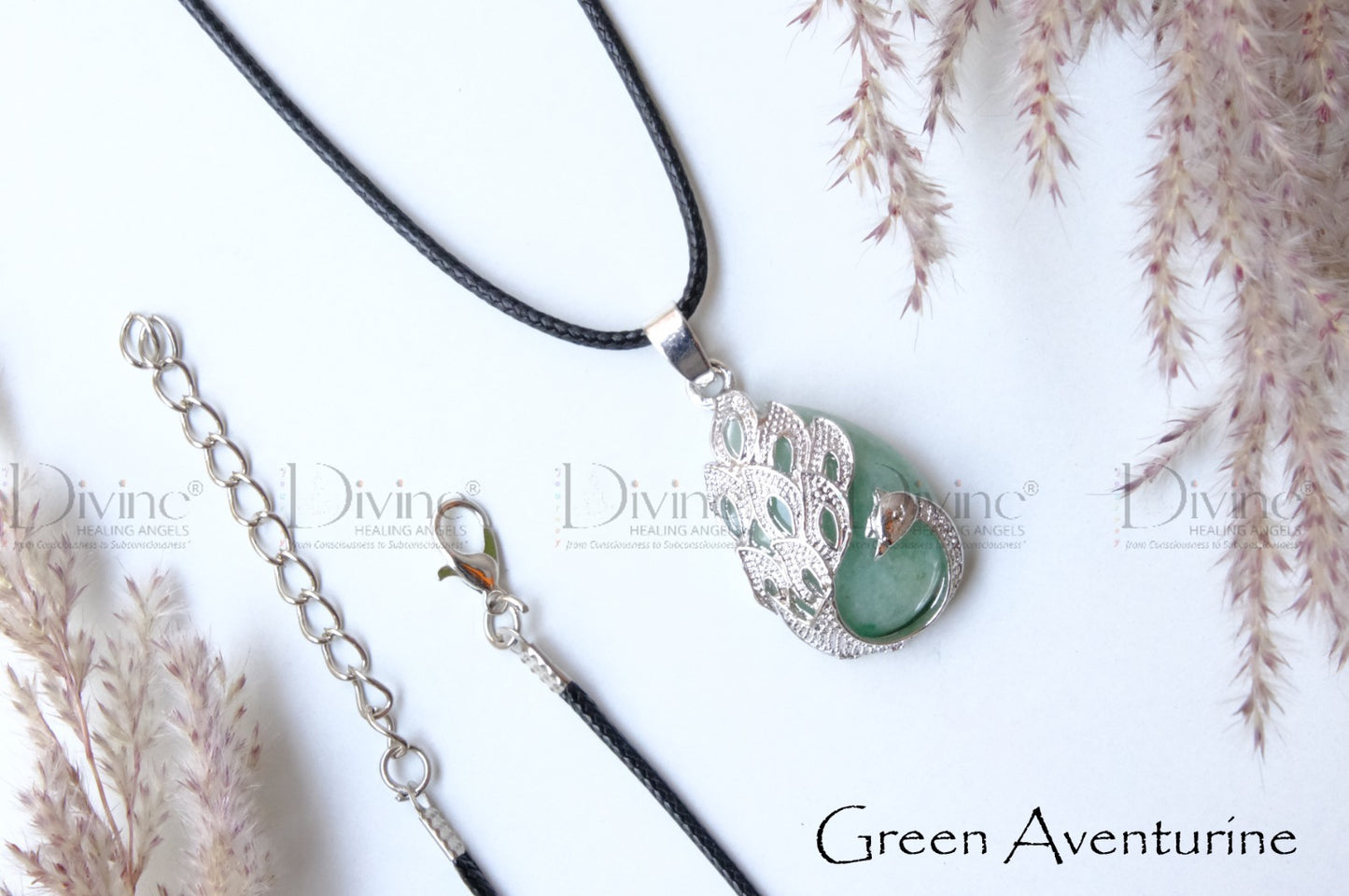 GREEN AVENTURINE PEACOCK PENDANT