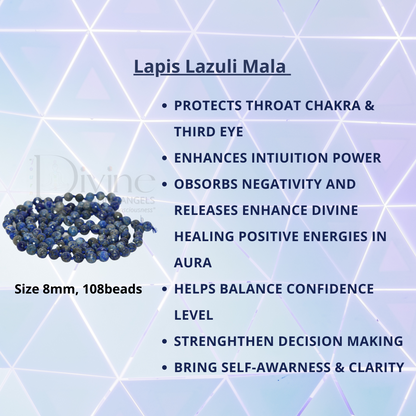 LAPIS LAZULI MALA-DIAMOND CUT