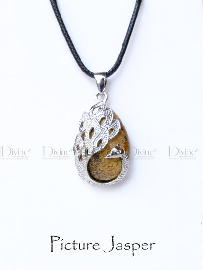 PICTURE JASPER PEACOCK PENDANT