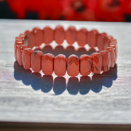 REDJASPER BRACELET-OVAL FACETED DIAMOND CUT