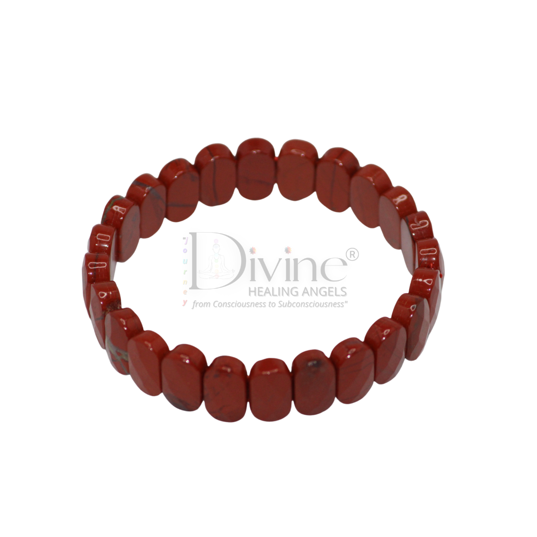 REDJASPER BRACELET-OVAL FACETED DIAMOND CUT