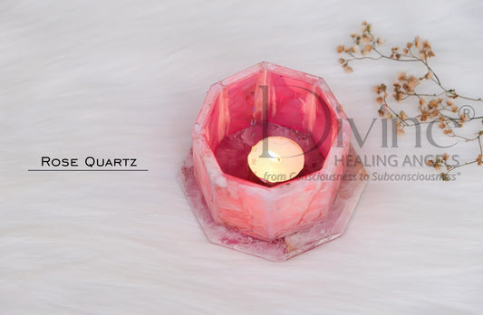 TEA LIGHT HOLDER ROSE QUARTZ