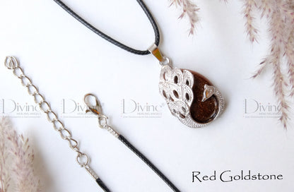 RED GOLDSTONE PEACOCK PENDANT