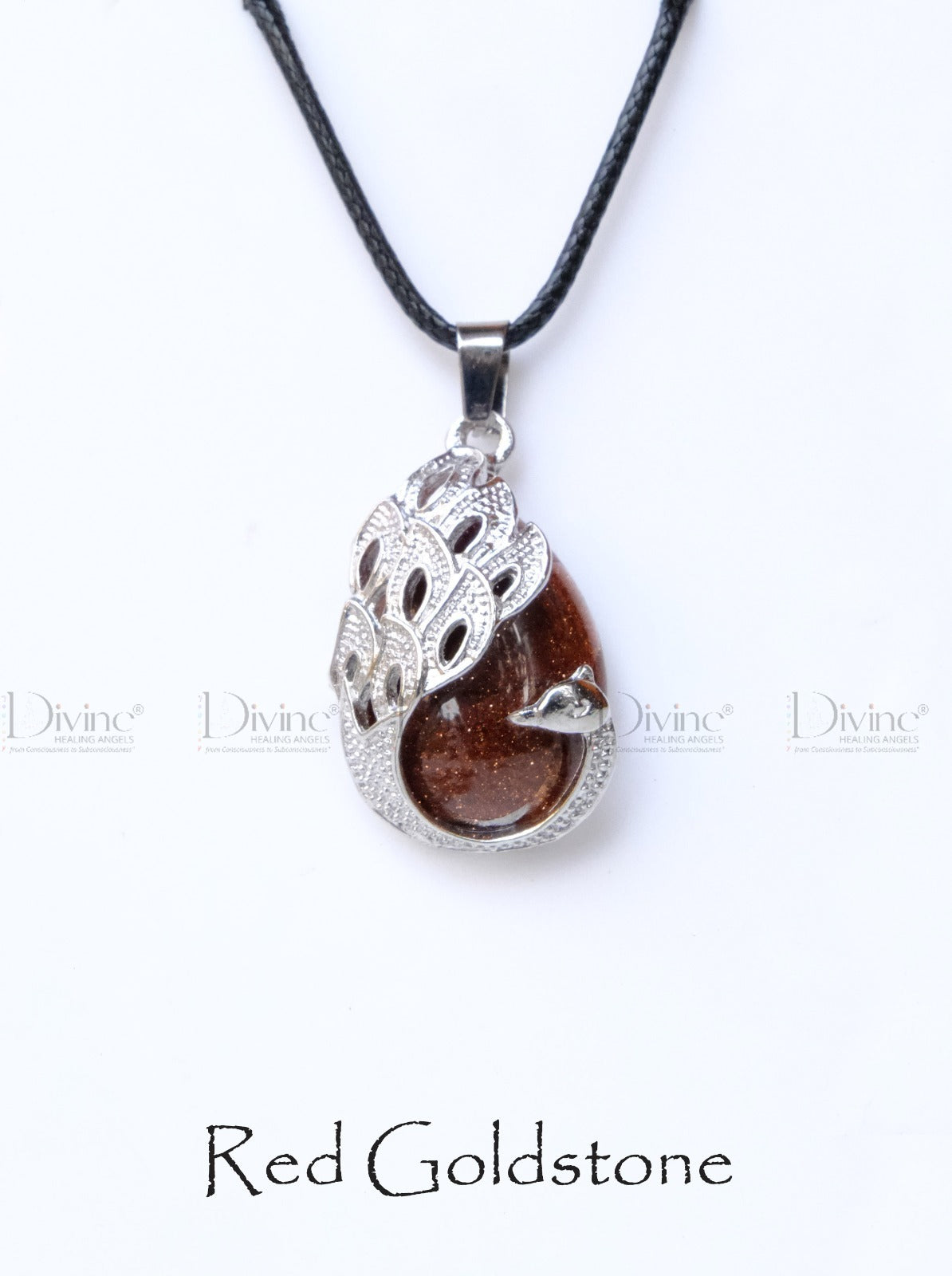 RED GOLDSTONE PEACOCK PENDANT