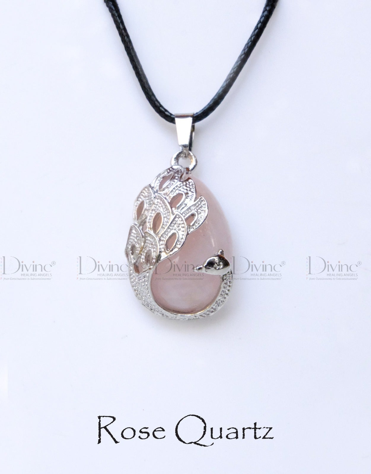 ROSE QUARTZ PEACOCK PENDANT