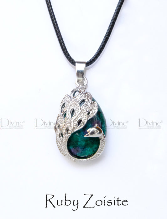 RUBY ZOISITE PEACOCK PENDANT