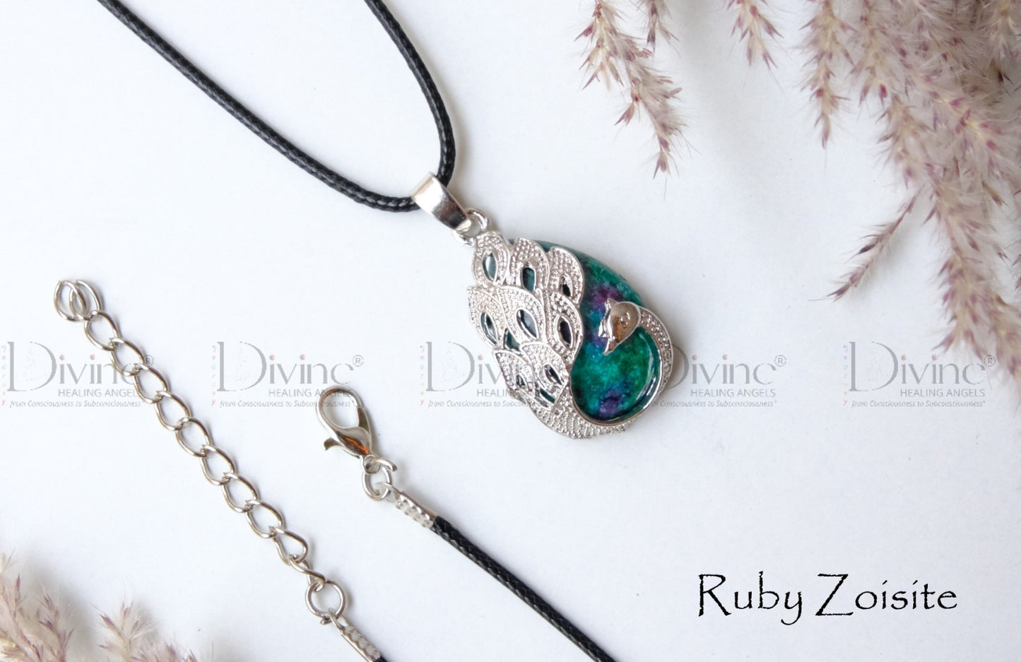 RUBY ZOISITE PEACOCK PENDANT