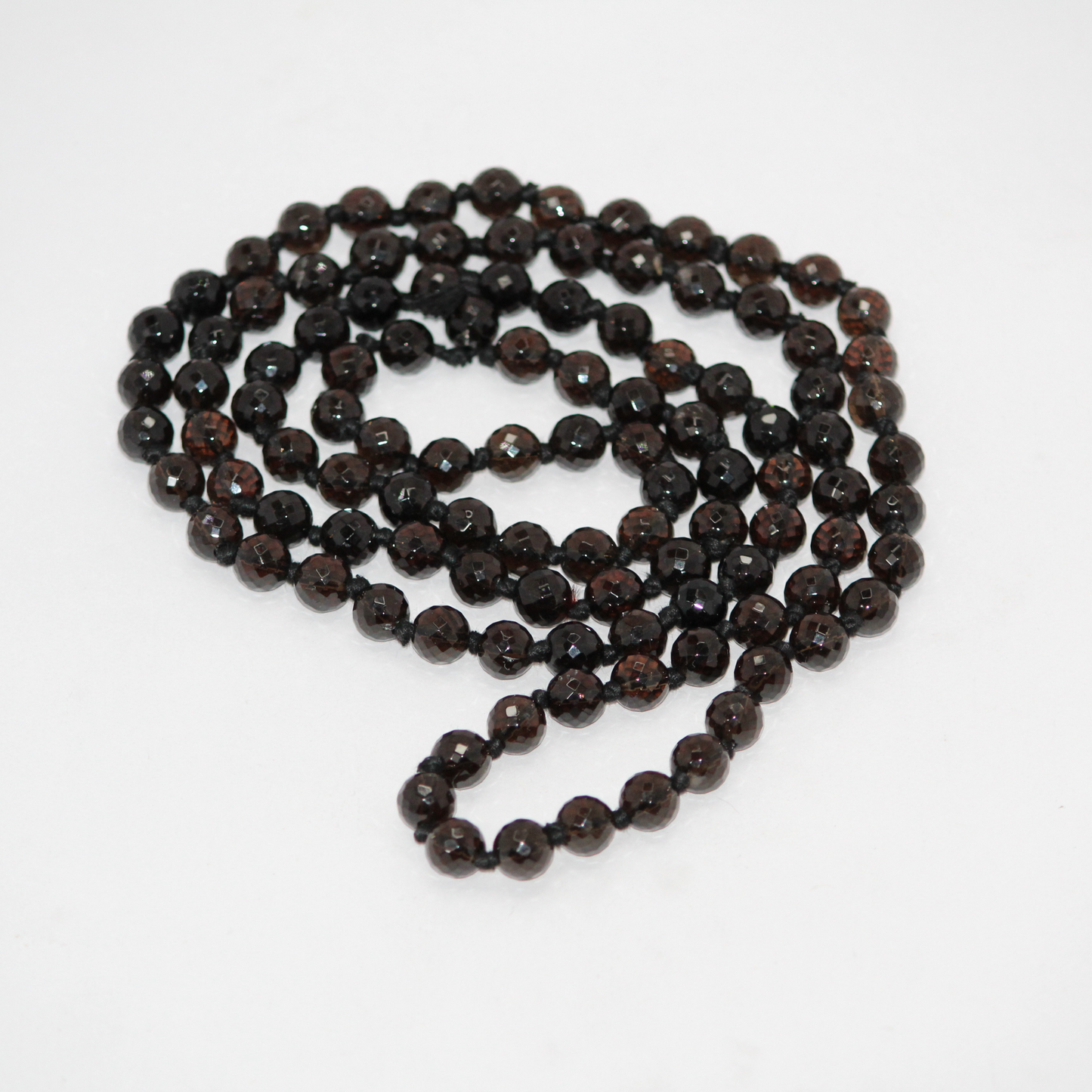 SMOKY QAURTZ MALA-DIAMOND CUT