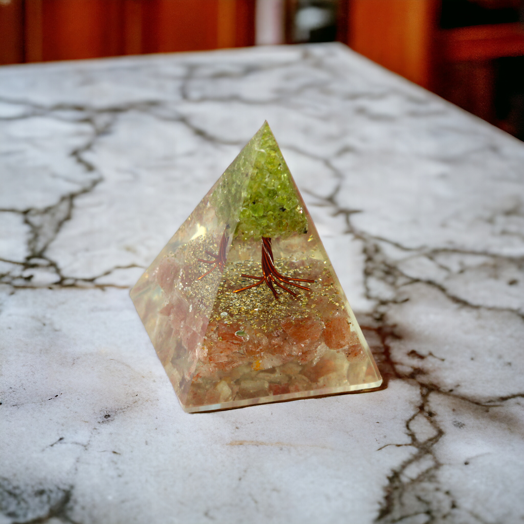 SUNSTONE ORGONITE PYRAMID