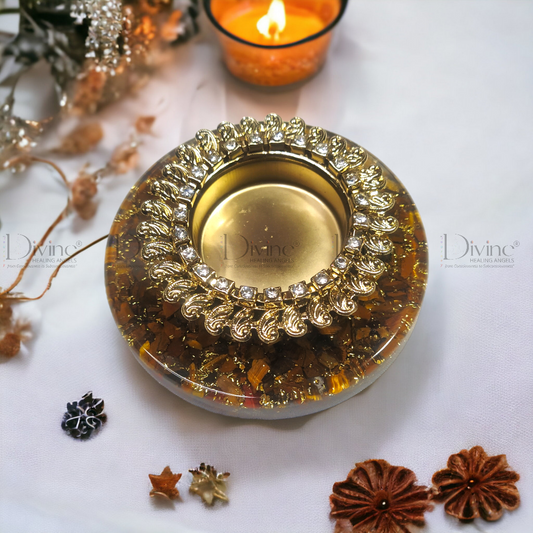 CANDLE HOLDER TIGER EYE