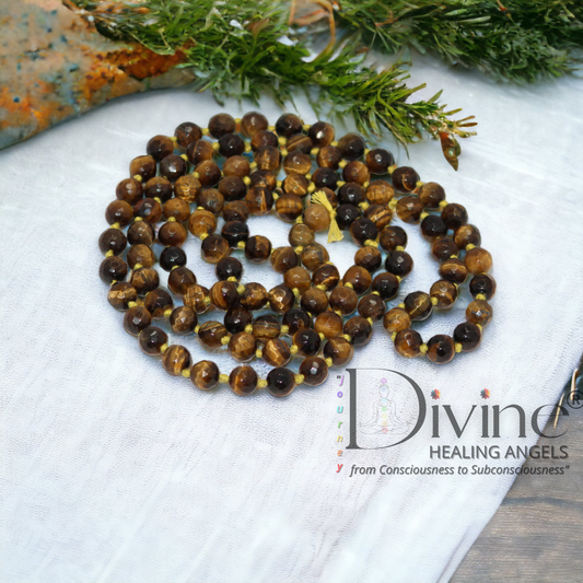 TIGER EYE MALA-DIAMOND CUT