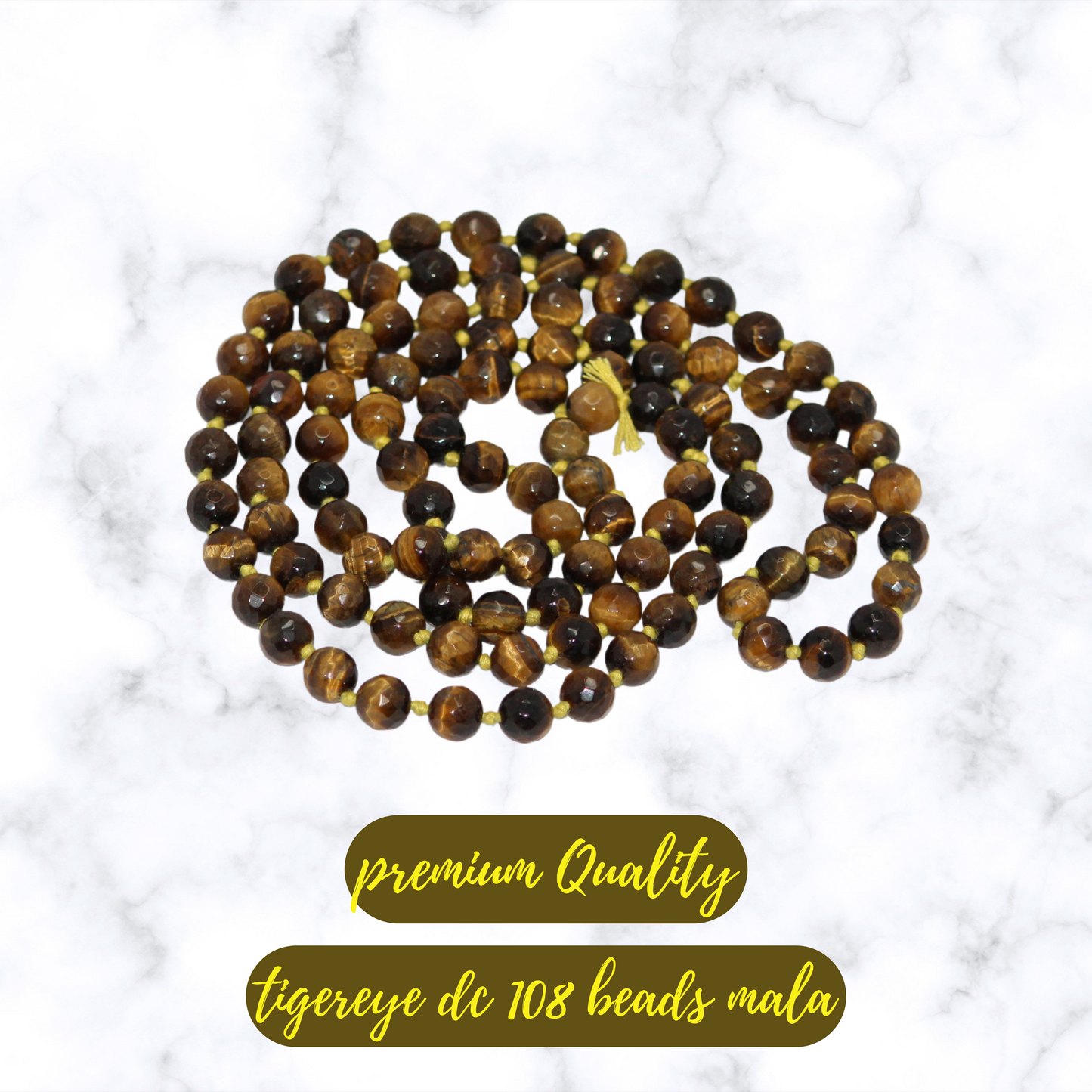 TIGER EYE MALA-DIAMOND CUT