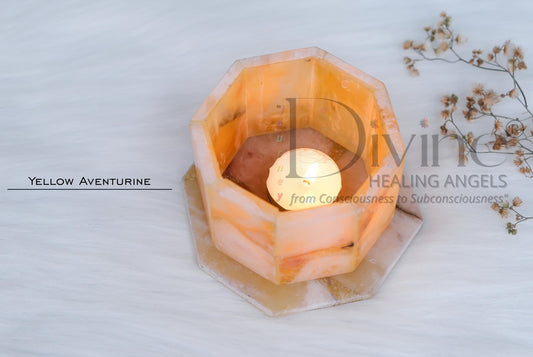 TEA LIGHT HOLDER YELLOW AVENTURINE