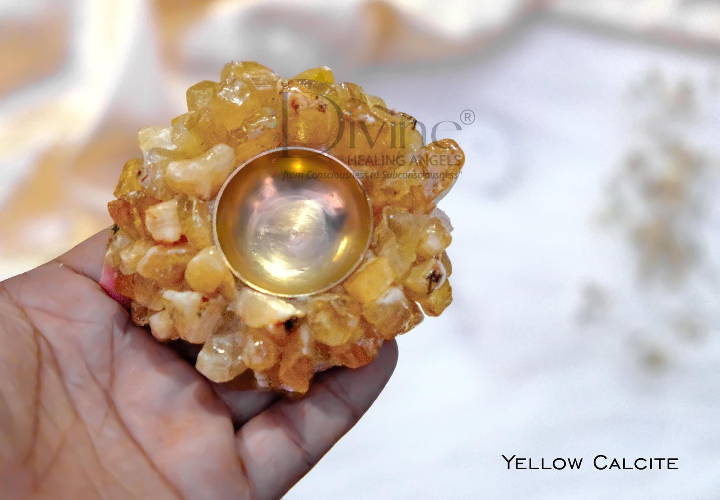 YELLOW CALCITE CLUSTER DIYA