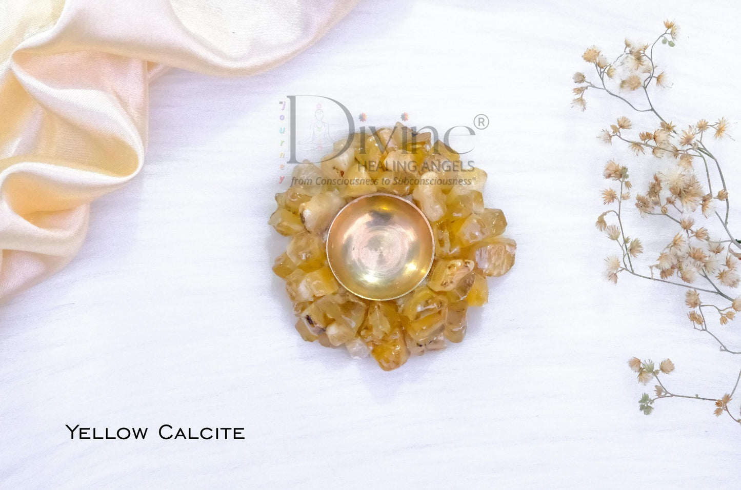 YELLOW CALCITE CLUSTER DIYA