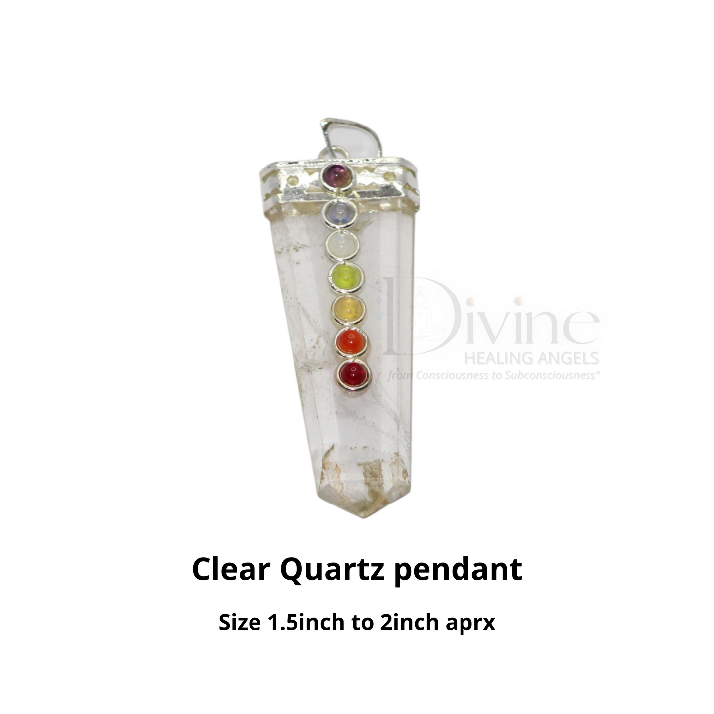 CLEAR QUARTZ CHAKRA BEAD PENDANT