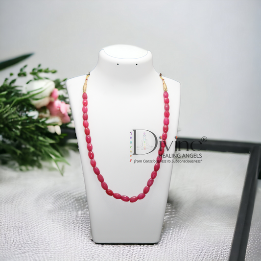 PINK AGATE NECKLACE-DIAMOND CUT