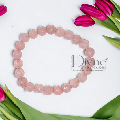 ROSE QUARTZ BRACELET- DIAMOND CUT