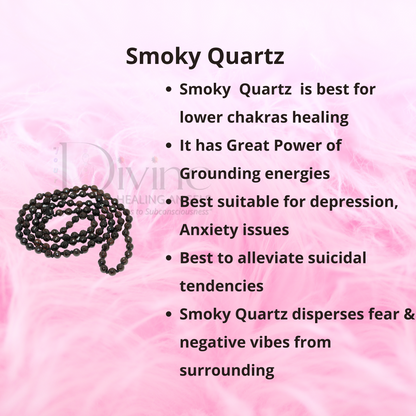 SMOKY QAURTZ MALA-DIAMOND CUT